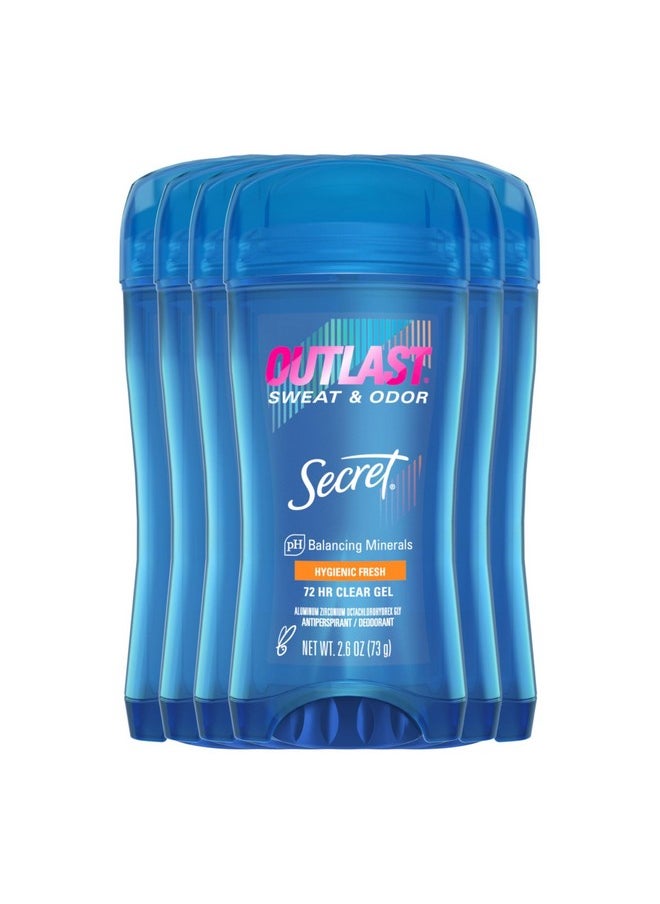 Outlast Antiperspirant Deodorant For Women, Sweat & Odor Protection, Ph Balancing Minerals, Clear Gel, Hygienic Fresh Scent, 2.6 Oz (Pack Of 6)