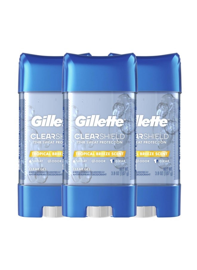 Clear Gel Antiperspirant And Deodorant For Men, Tropical Breeze Scent, 3.8 Oz (Pack Of 3)