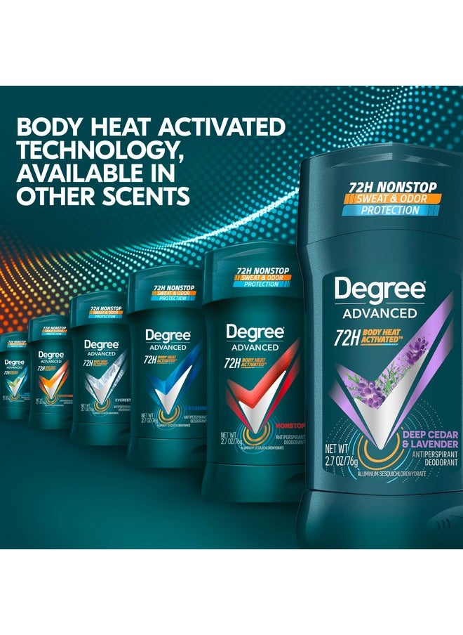 Men Antiperspirant Deodorant Stick Deep Cedar & Lavender 4 Count 72-Hour Sweat And Odor Protection Deodorant For Men With Body Heat Activated Technology 2.7 Oz