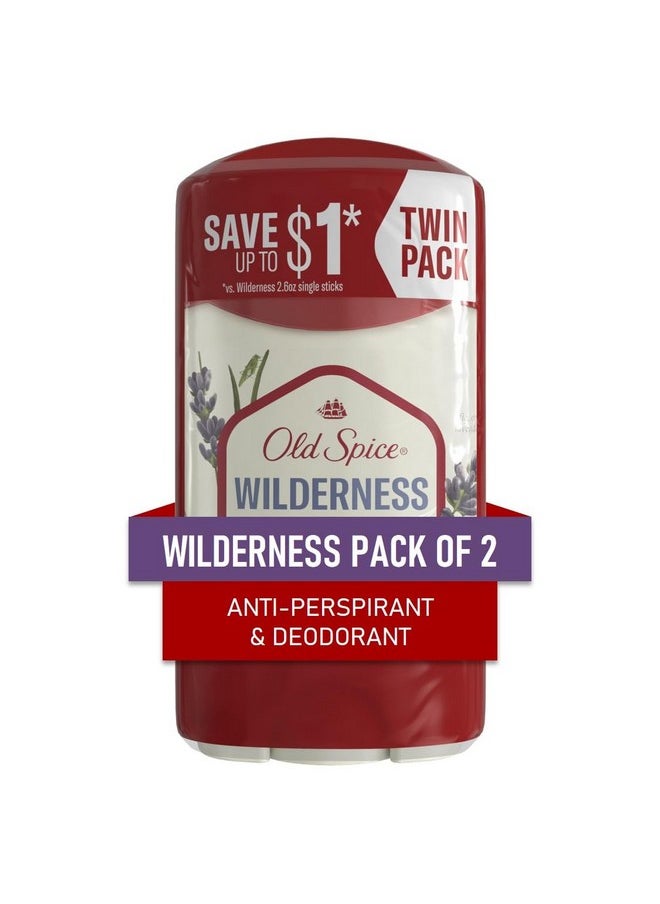 Antiperspirant And Deodorant For Men, 24/7 Sweat And Odor Protection, Invisible Solid Stick, Wilderness With Lavender Scent, 2.6 Oz (Pack Of 2)