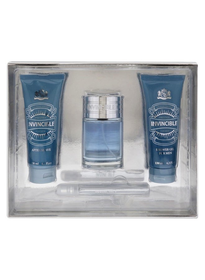 Invincible By New Brand For Men - 4 Pc Gift Set 3.3Oz Edt Spray, 0.5Oz Edt Spray, 4.3Oz After Shave, 4.3Oz Shower Gel