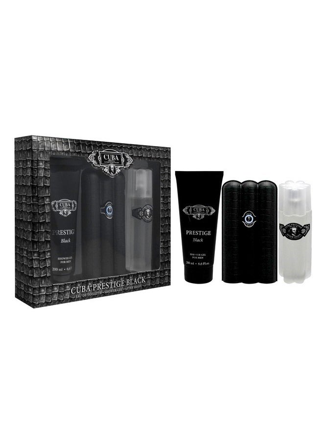 Prestige Black By Cuba For Men - 3 Pc Gift Set 3Oz Edt Spray, 6.6Oz Shower Gel, 3.3Oz After Shave