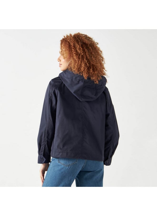 Lee Cooper Zip Through Hooded Jacket with Long Sleeves and Pockets