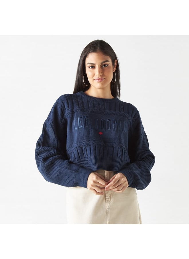 Lee Cooper Embroidered Cable Knit Sweater