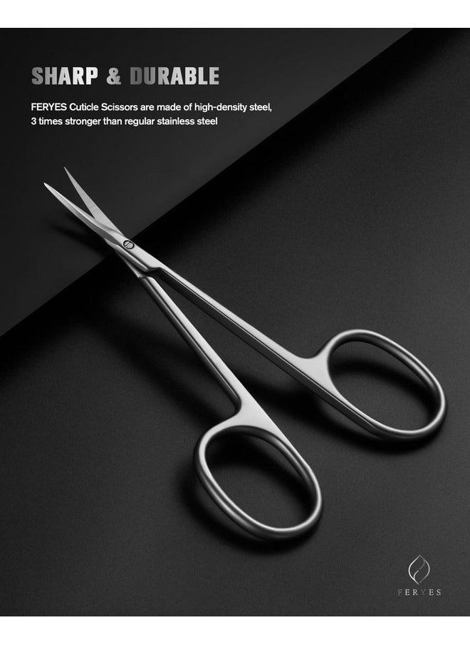 Precision Curved Cuticle Scissors - Extra Fine Manicure Scissor For Women,Stainless Steel Small Nail Scissors For Accurate Trimming - Grey Silver