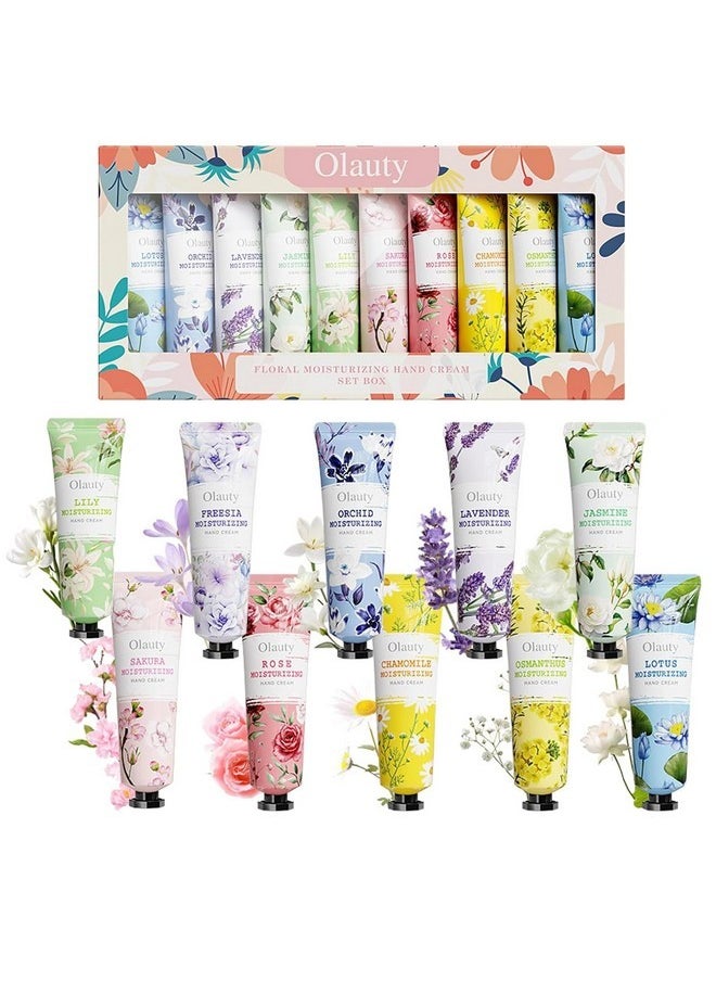 10 Pack Mini Hand Cream For Dry Cracked Hands, Moisturizing Hand Cream Gifts Set For Women,Floral Hand Lotion Mini Travel Size Set For Birthday Gifts,Teacher Appreciation Gift,Nurse Week Gift