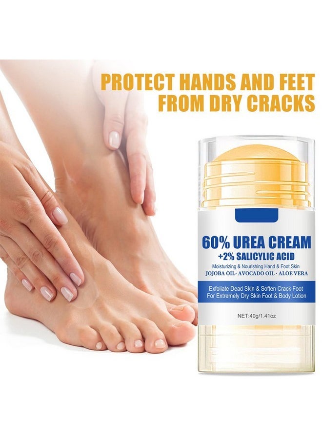 60% Urea Plus 2% Salicylic Acid Foot Cream Moisturizer For Dry Cracked Feet Knees Elbows Hands Hydrates &Nourish Foot Care For Softens Skin Exfoliates Dead Skin Smoothing Skin Women And Men 1.41Oz