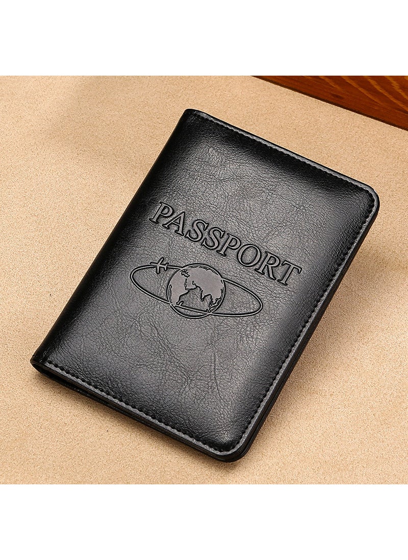 QingYu RFID Leather Passport HolderBlack [64 grain Two layer cowhide]] Black [64 grain Two layer cowhide]]