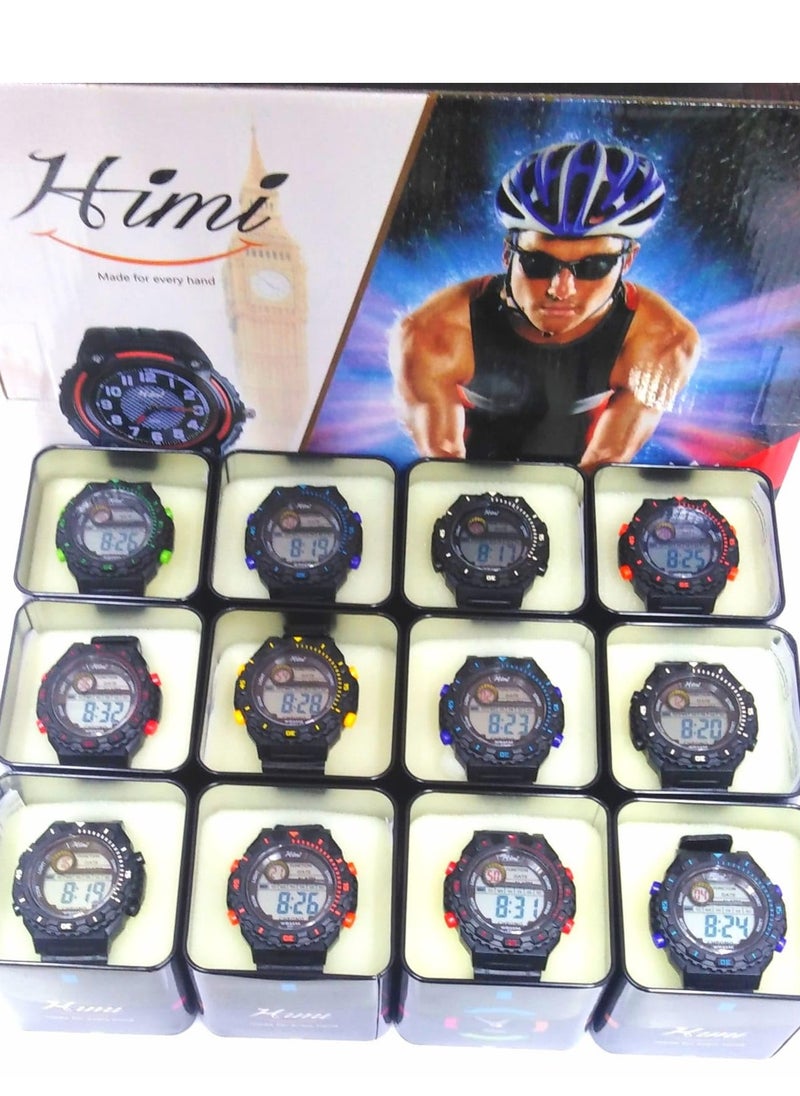 Children Digital Sports Watches, Water Resistant, Set of 6