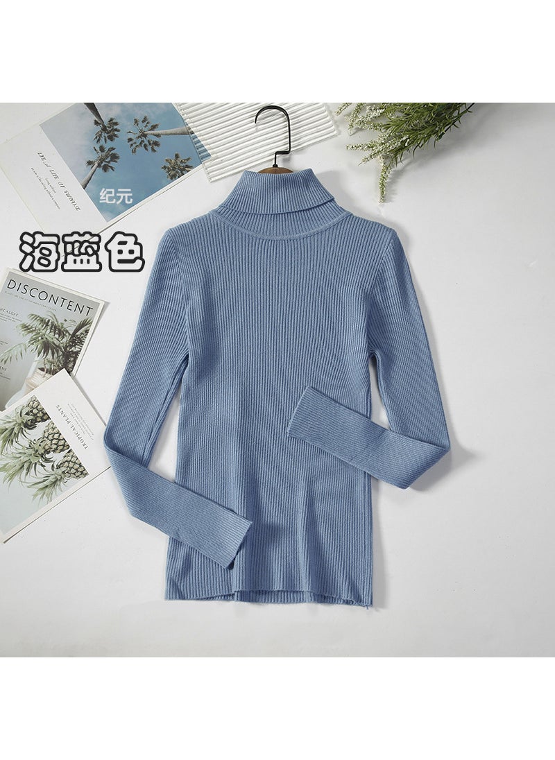 Long Sleeve Turtleneck Sweater Slim-Fit KnitSEA BLUE SEA BLUE