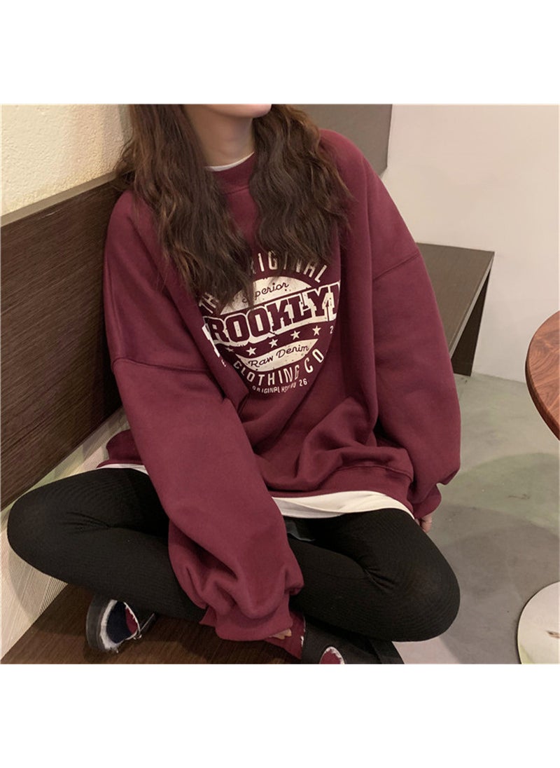 2024 Autumn Korean Letter Loose Ladies Sweater Green