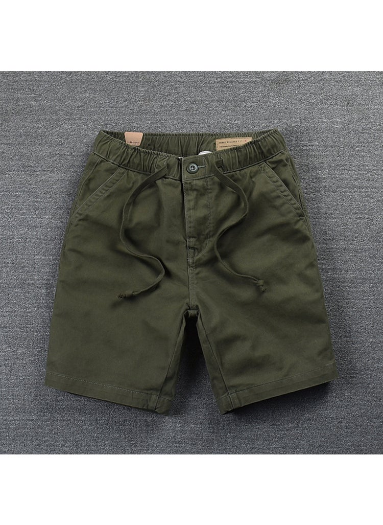 Summer Loose Waist Casual Shorts 2023 Summer New Mens Solid Color Shorts Korean Fashionable Mens Tether Pants Khaki