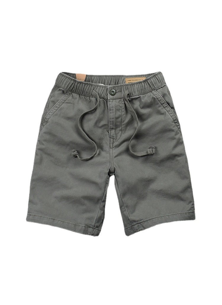 Summer Loose Waist Casual Shorts 2023 Summer New Mens Solid Color Shorts Korean Fashionable Mens Tether Pants Khaki