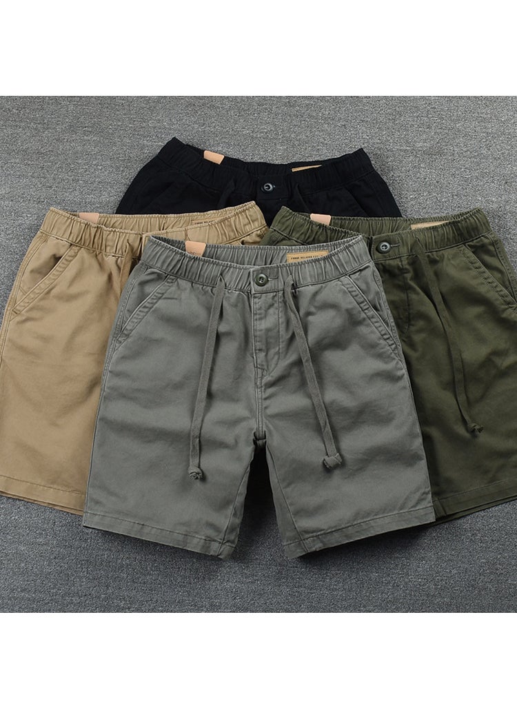 Summer Loose Waist Casual Shorts 2023 Summer New Mens Solid Color Shorts Korean Fashionable Mens Tether Pants Black