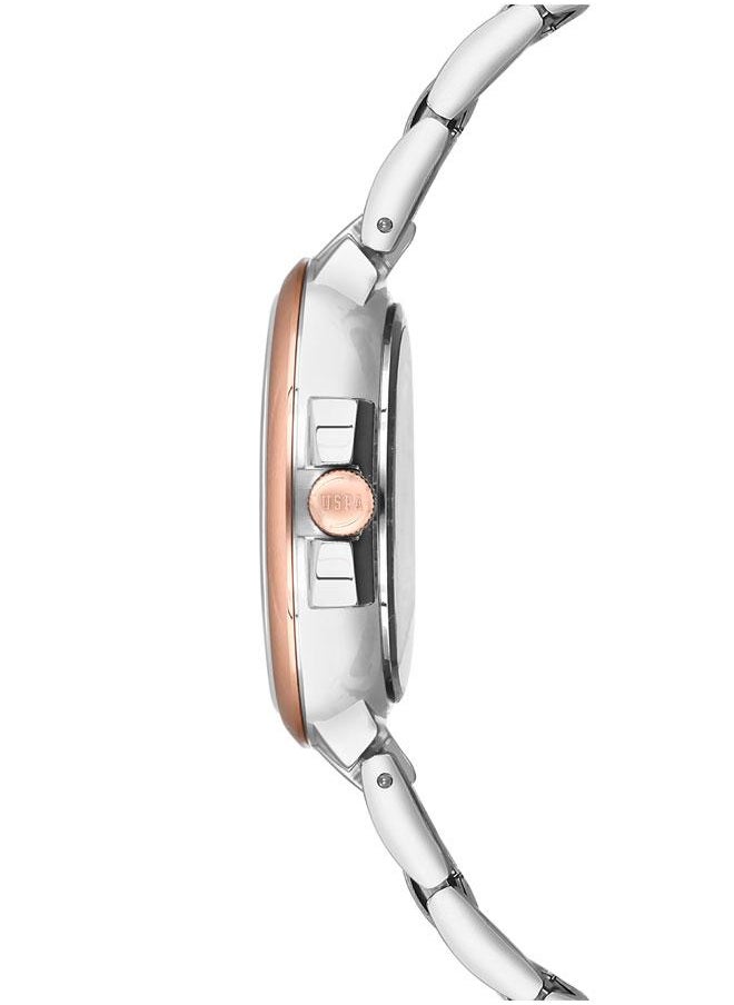 U.S. Polo Assn. Stile 35mm Ladies' Watch with Classic Silver Dial, Gold Bezel & Two-Tone Rose Gold/Silver Bracelet - USPA2012-04, Effortlessly Sophisticated Style