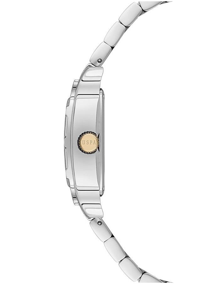 U.S. Polo Assn. Stile Ladies' 28x34mm Watch with Forest Green Mother-of-Pearl Dial, Diamond Accents & Two-Tone Gold/Silver Stainless Steel Band - USPA2100-04, Effortless Elegance
