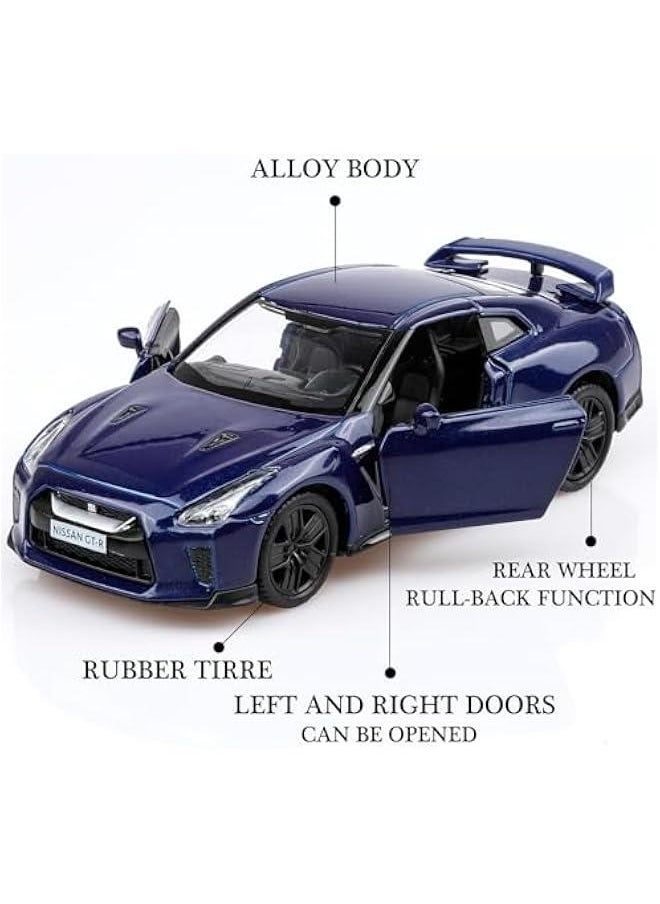 1/36 Scale Nissan R35 Diecast Model Cars,Pull Back Vehicles Nissan GTR R35 Toy Cars,Cars Gifts for Boys Girls Blue