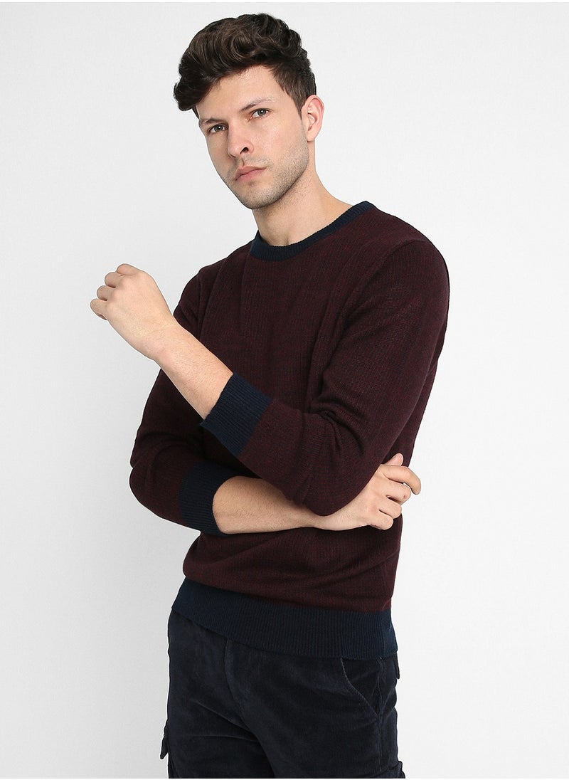 Navy Regular Fit Sweater for Men - 100% Acrylic, Self Design, Round Neck, Full Sleeves, Casual, Machine Wash