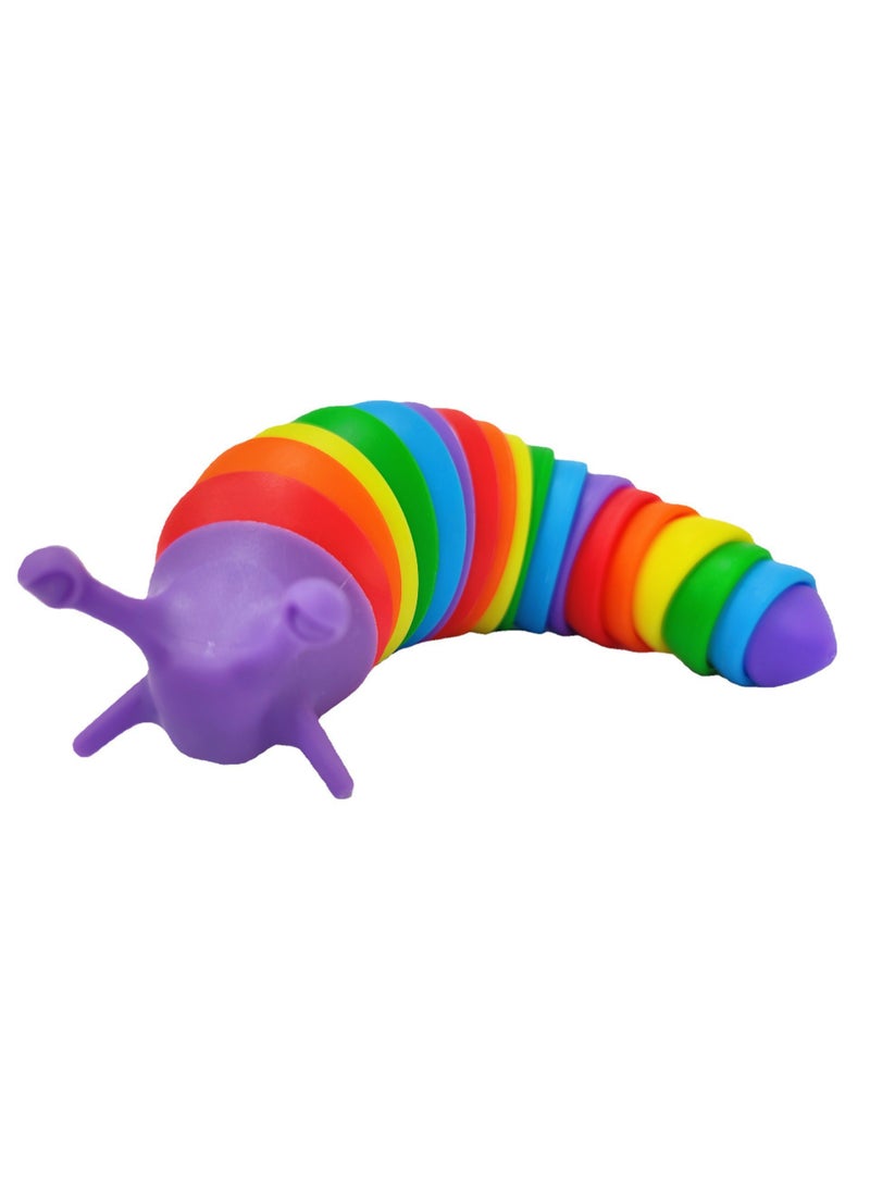 Fidget Slug Stress Relief ToyPurple head rainbow color Purple head rainbow color