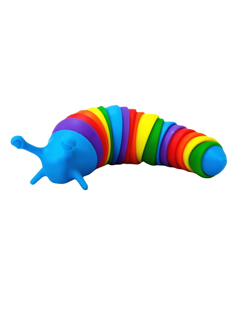 Fidget Slug Stress Relief ToyBlue head rainbow color Blue head rainbow color