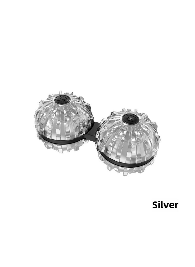 Metal LT Fidget Spinner Massage Ball LT massage gyro ~ Silver Sea flowers