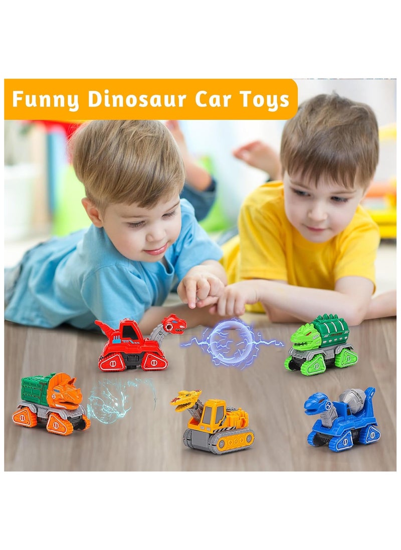 Transforming Toys for 3+ Year Old Boys,5 in 1 Dinosaur Transform Action Figures Robot Toys Take Apart Car Toy Trucks Construction Vehicle Excavator Toys Birthday Gift for Boys 3 4 5 6 Years Old