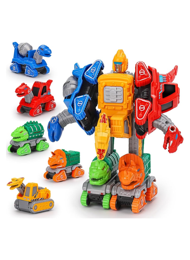 Transforming Toys for 3+ Year Old Boys,5 in 1 Dinosaur Transform Action Figures Robot Toys Take Apart Car Toy Trucks Construction Vehicle Excavator Toys Birthday Gift for Boys 3 4 5 6 Years Old