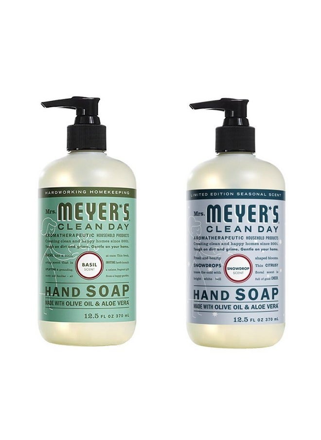 Mrs. Meyer'S Liquid Hand Soap Variety, 1 Basil, 1 Snowdrop Hand Soap, 1 Ct