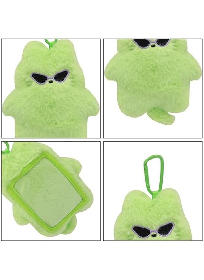 Plush Photocard Holder Keychain Pendant Women Girls Hanging Ornament Protection Sleeve for Bus ID Cards,Little Monsters