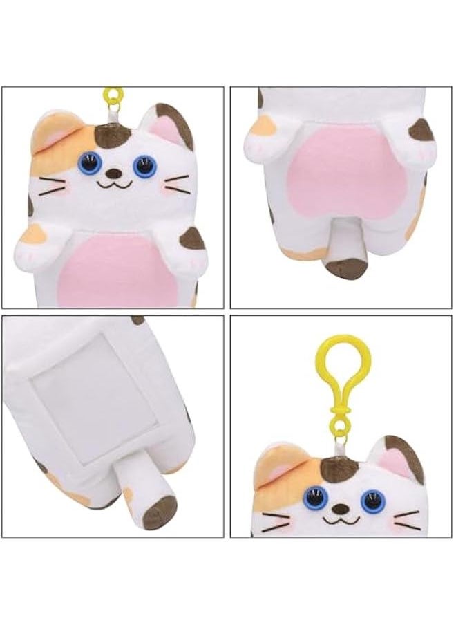 Plush Photocard Holder Keychain Pendant Women Girls Hanging Ornament Protection Sleeve for Bus Badges ID Cards,Kitten C