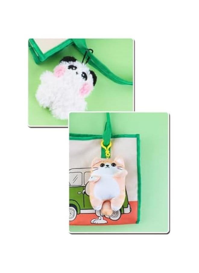 Plush Photocard Holder Keychain Pendant Women Girls Hanging Ornament Protection Sleeve for Bus Badges ID Cards,Kitten C