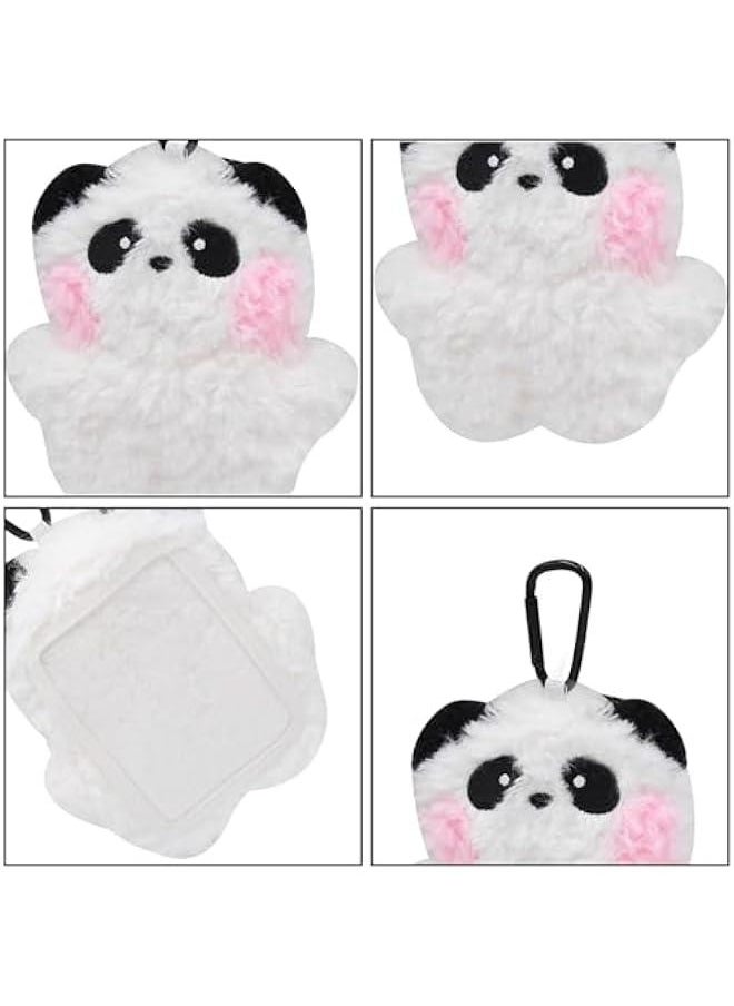 Plush Photocard Holder Keychain Pendant Women Girls Hanging Ornament Protection Sleeve for Bus Badges ID Cards,Panda