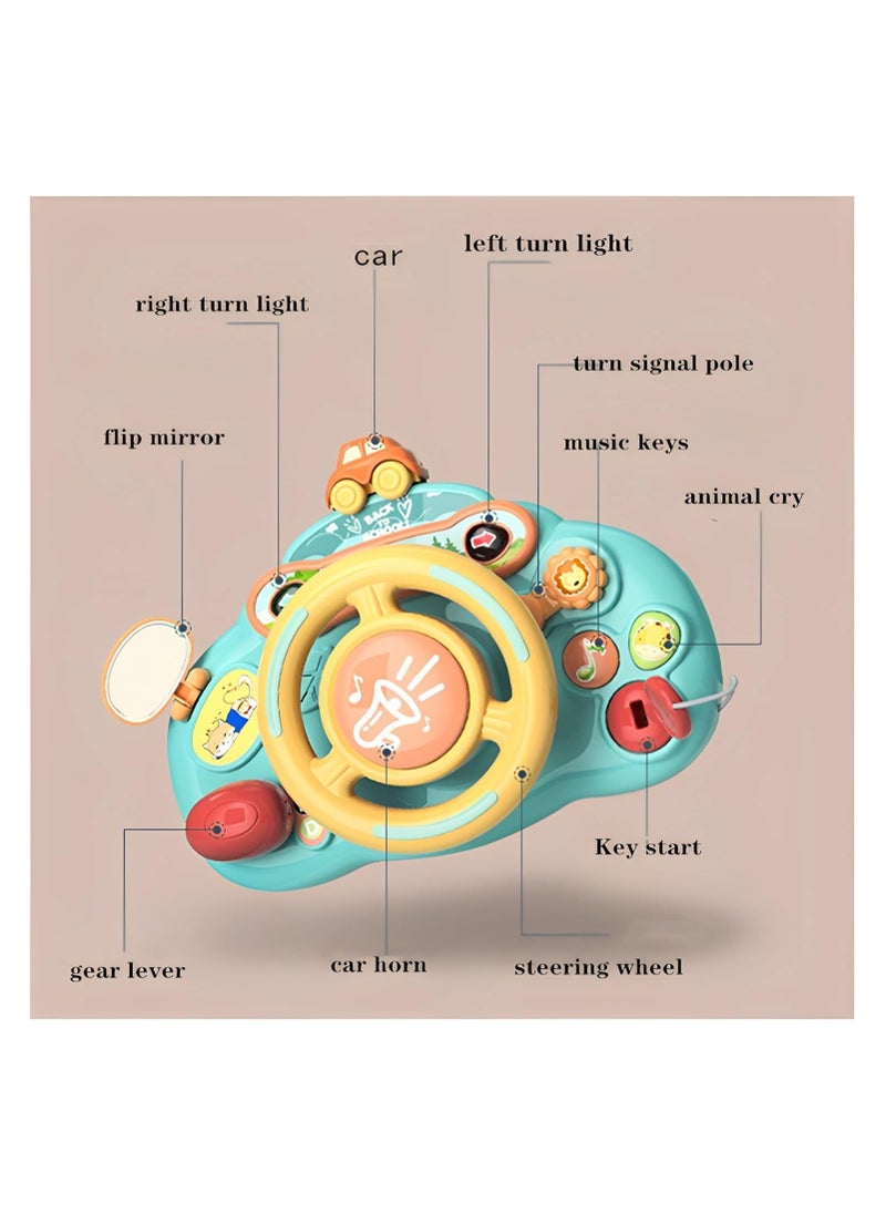 Beauenty Steering Wheel Toy with Lights Music,Toddler Steering Wheel Toy Kids Interactive Learning Toy for Boys Girls Toddler,Car Seat Steering Wheels Toys,Turn and Learn Driver Toy