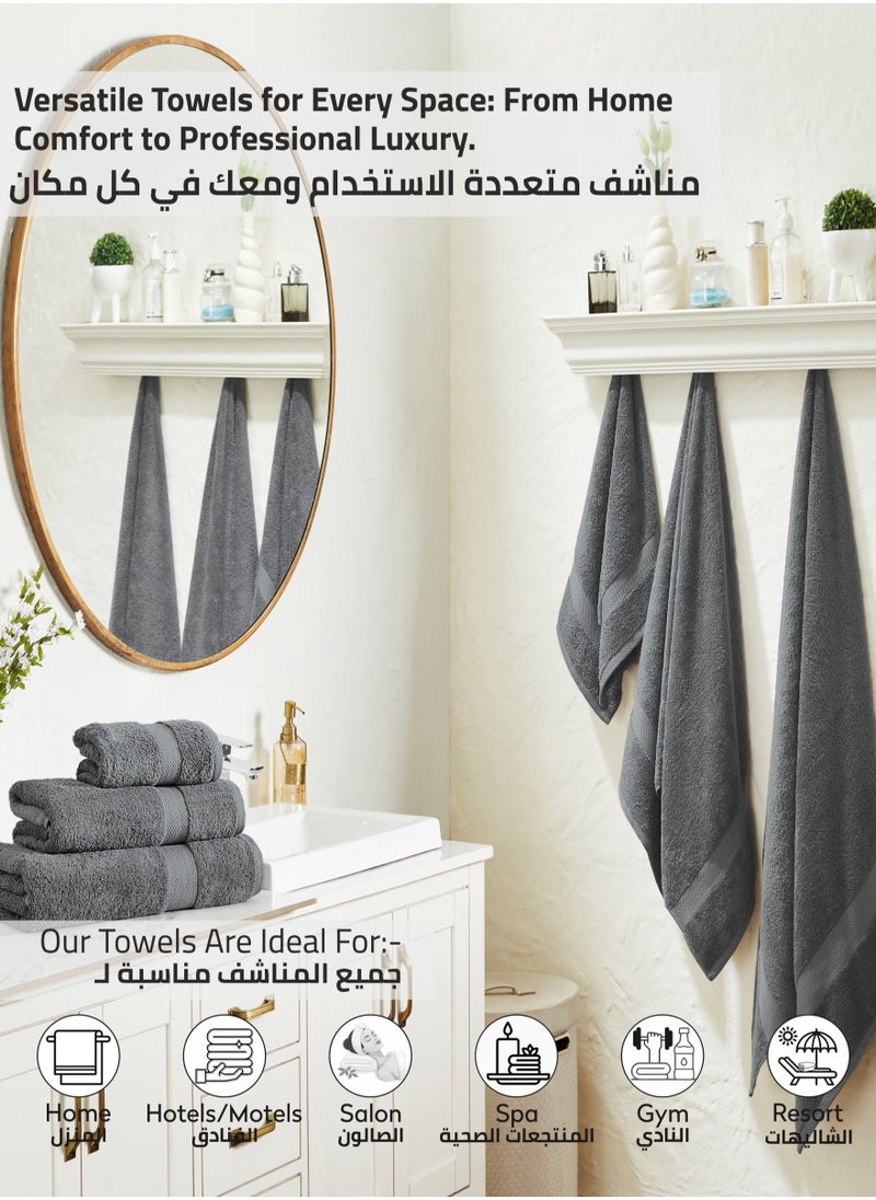 Premium 100 % Combed Cotton 4-Pcs Hand Towel Set (50 X 90 CM) 600 GSM Super Soft Hand Towel, Highly Absorbent, Quick Dry,Best Towel for Bathroom, Spa And Hotel,Grey