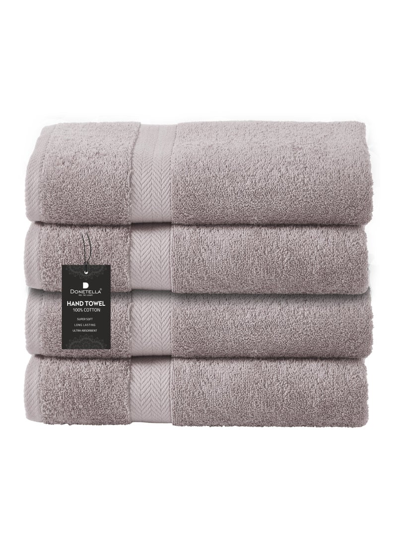 Premium 100 % Combed Cotton 4-Pcs Hand Towel Set (50 X 90 CM) 600 GSM Super Soft Hand Towel, Highly Absorbent, Quick Dry,Best Towel for Bathroom, Spa And Hotel,Violet Ice