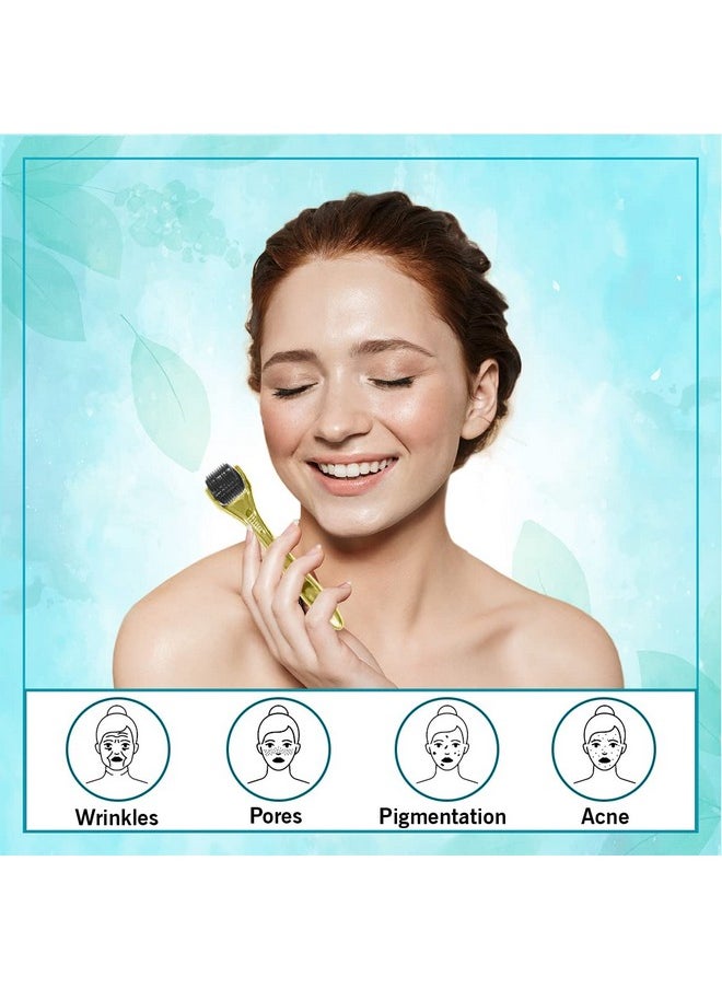New Model Derma Roller Cosmetic Micro Needling Instrument With 540 Needles For Acne, Skin, Hair Loss, With Free Storage Case [ Pack Of 1 ] (Golden, 0.25Mm)