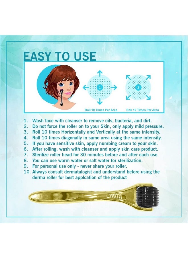 New Model Derma Roller Cosmetic Micro Needling Instrument With 540 Needles For Acne, Skin, Hair Loss, With Free Storage Case [ Pack Of 1 ] (Golden, 0.25Mm)