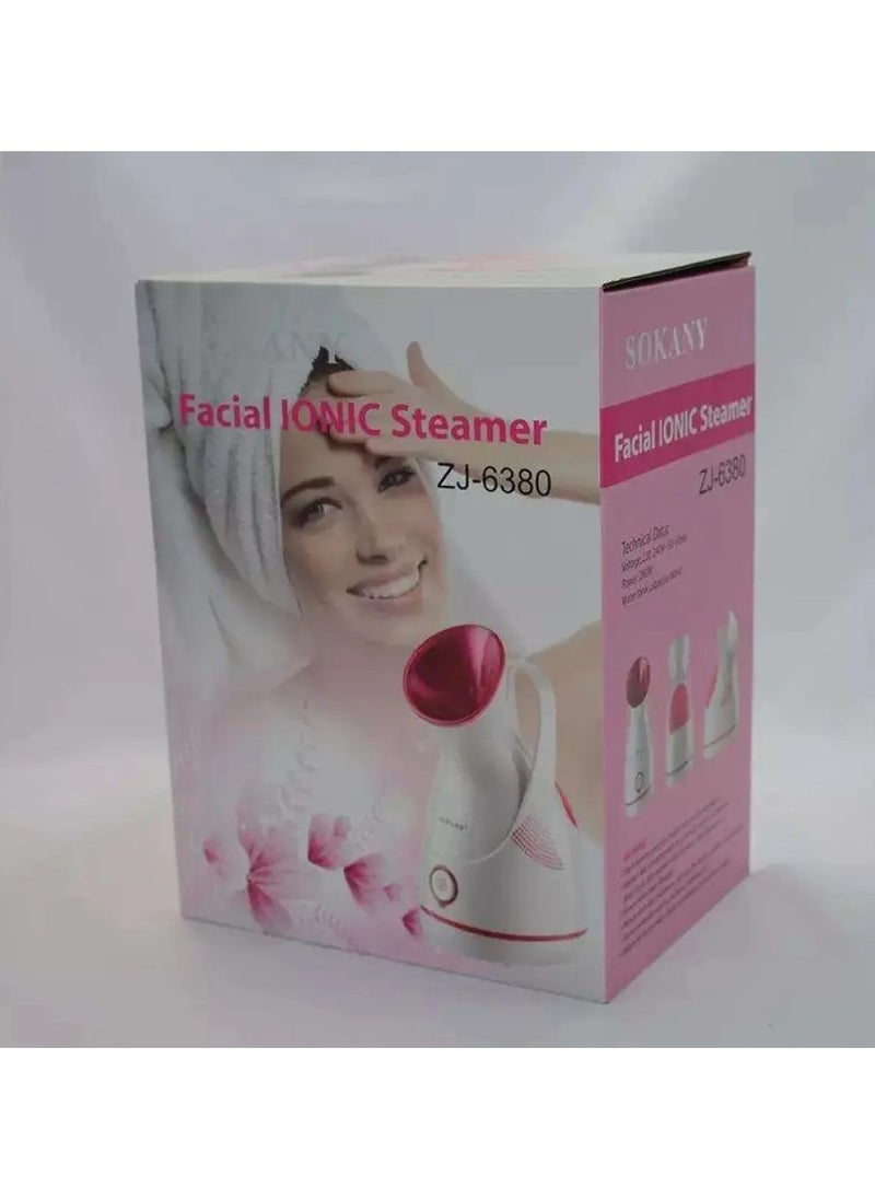 Sokany Ionic Steamer for Face and Hair Care, Deep Cleaning and Sauna Professional, White with Fuchsia ZJ-6380