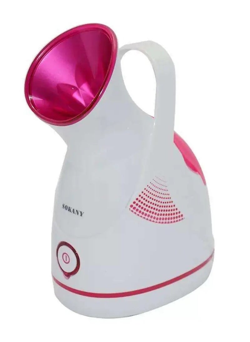 Sokany Ionic Steamer for Face and Hair Care, Deep Cleaning and Sauna Professional, White with Fuchsia ZJ-6380