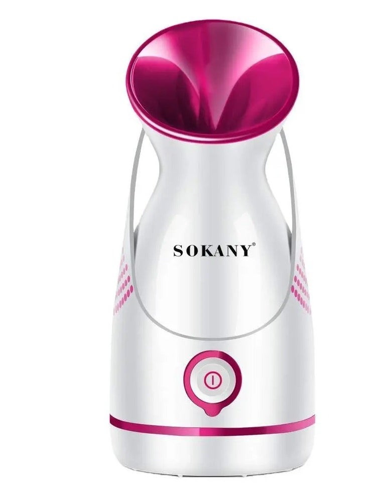 Sokany Ionic Steamer for Face and Hair Care, Deep Cleaning and Sauna Professional, White with Fuchsia ZJ-6380