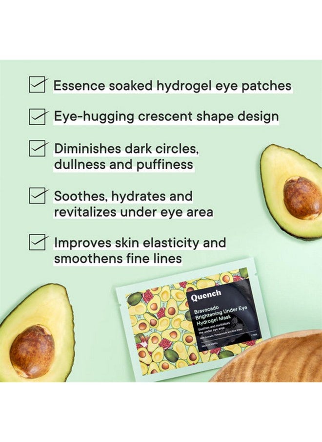 Quench Korean Under Eye Hydrogel Patches For Dark Circles & Puffiness Reduction | Enriched With Vitamin E & Avocado | Instantly Hydrates & Cools | Made In Korea (Pack Of 5)