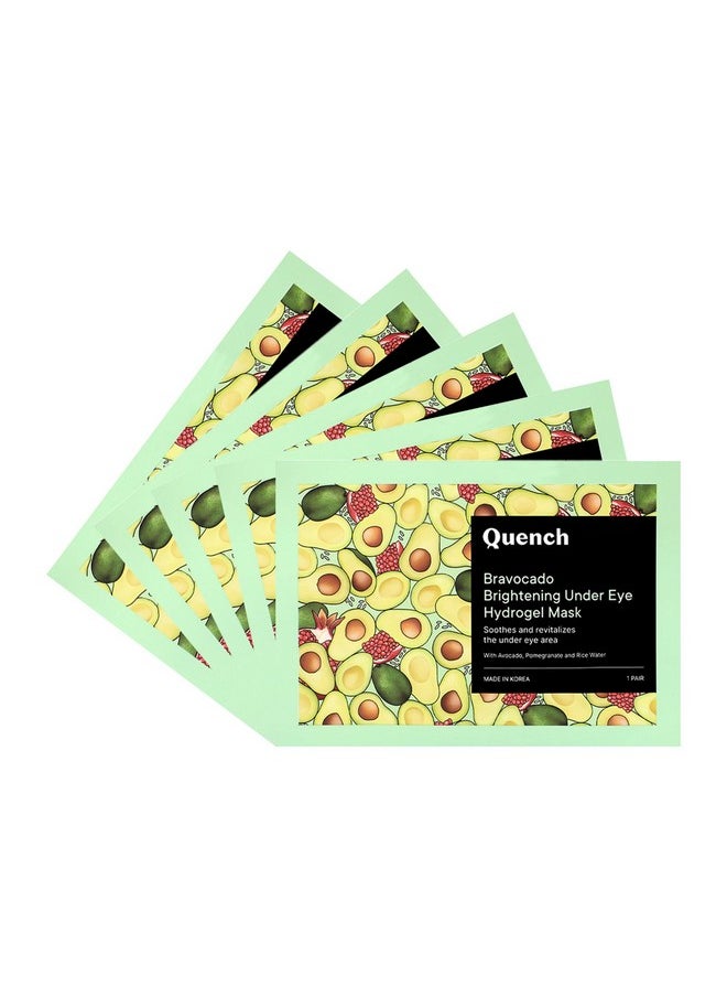 Quench Korean Under Eye Hydrogel Patches For Dark Circles & Puffiness Reduction | Enriched With Vitamin E & Avocado | Instantly Hydrates & Cools | Made In Korea (Pack Of 5)