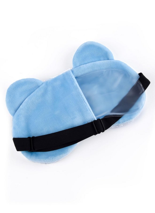 Eye Mask With Cooling Gel For Sleeping, Pig Style Adjustable Eye Masks Cover Pad For Comfortable Sleep, Dark Circles (Blue)