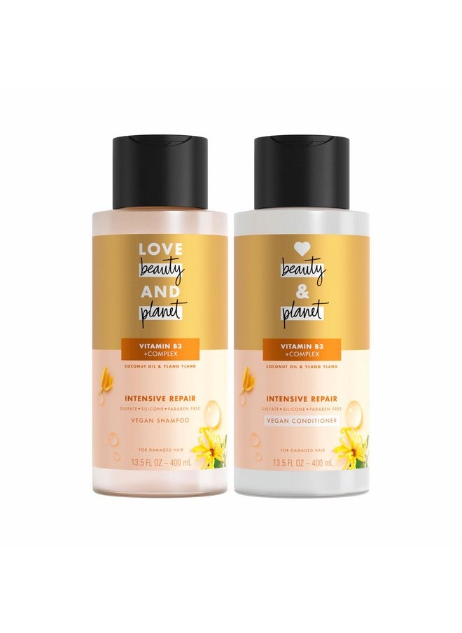 Coconut Oil & Ylang Hope And Repair Shampoo And Conditioner For Dry And Damaged Hair 2 Count, 13.5 Oz Each, Paraben , Silicone Free, Vegan