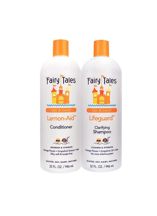 Swim Shampoo And Conditioner 32Oz For Kids - Chlorine Removal, Made With Natural Ingredients In The Usa, No Parabens, Sulfates Or Synthetic Dyes