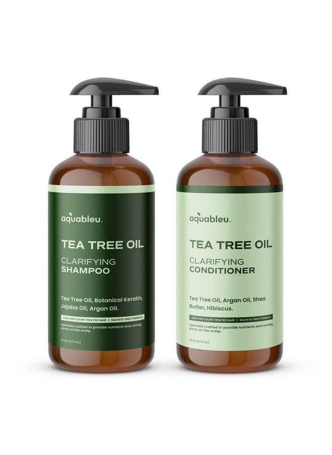 Tea Tree Oil Shampoo & Conditioner Set - Hydrate & Soothe Scalp - Anti-Dandruff Formula For All Hair Types - Jojoba & Argan Oil - Vegan - For Men & Women - Made In Usa, 16Oz