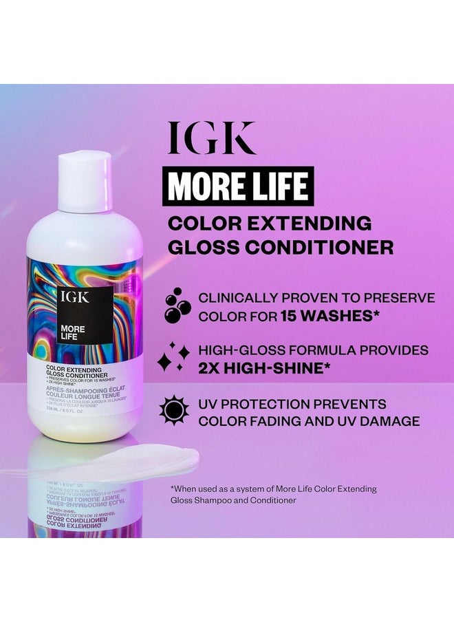 More Life Color Extending Gloss Shampoo And Conditioner Set | Preserves Color Treated Hair | Uv Protection | Vegan + Cruelty-Free | 8 Oz