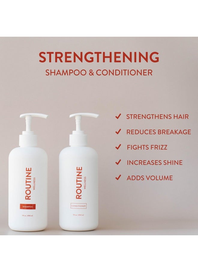 Shampoo And Conditioner Set For Stronger Hair - Vegan, Clinically Tested Biotin Shampoo With Nourishing Oils And Vitamins - Rose Hips 14Oz (Pack Of 2)