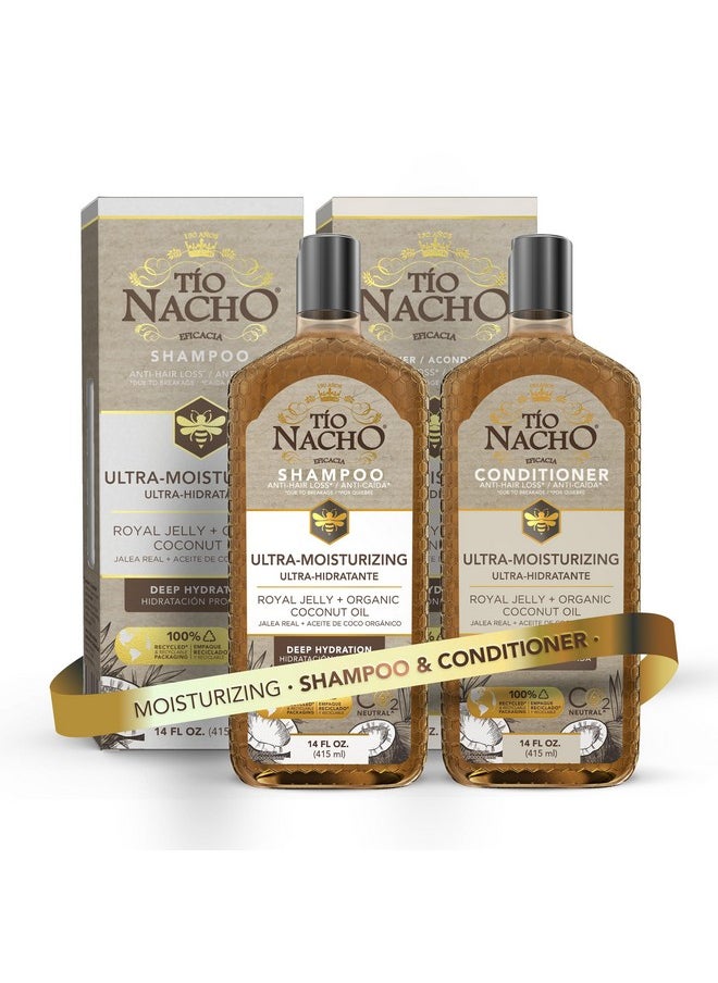 Ultra Moisturizing, Royal Jelly & Organic Coconut Oil Shampoo + Conditioner Set - Deep Hydration For Dry Hair, Anti Hair Loss, 14 Fl Oz Each