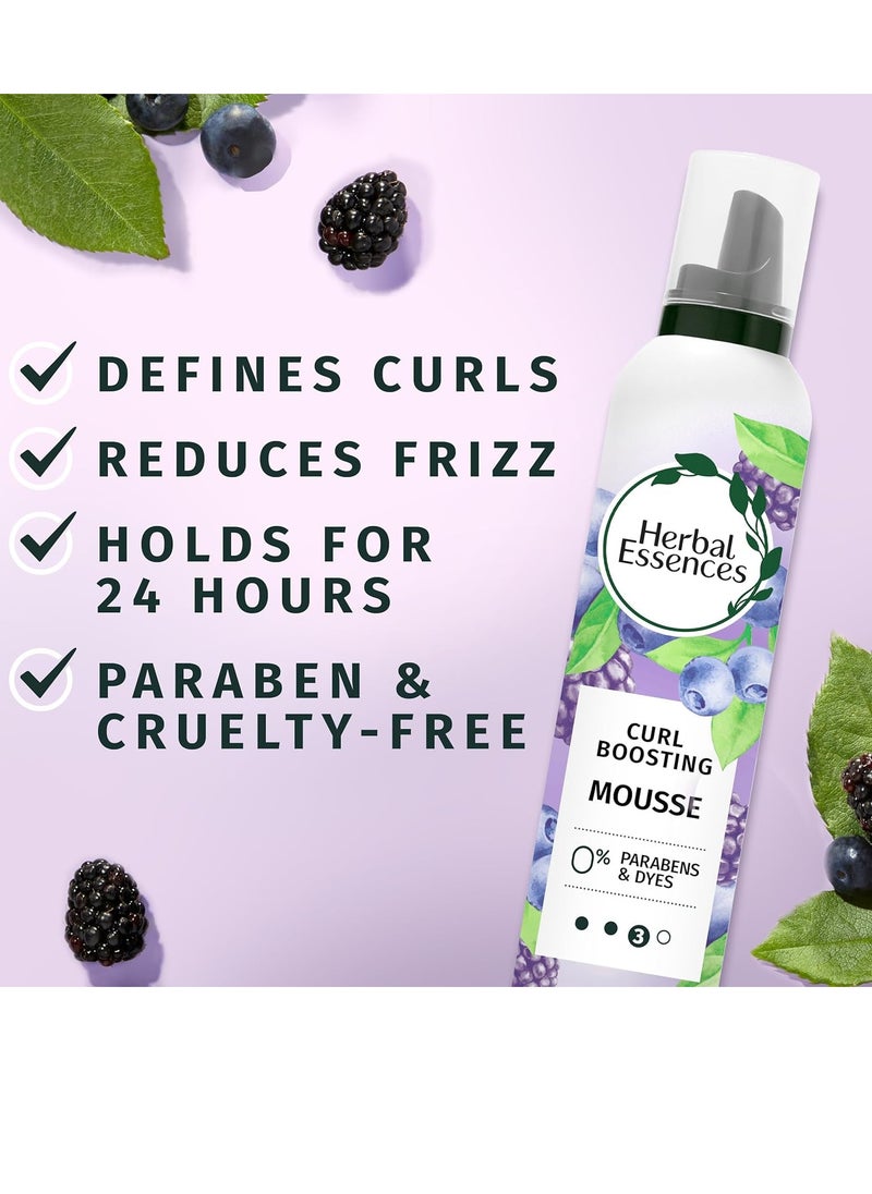 Herbal Essences Curl Boosting Mousse, Frizz Control for Curly & Wavy Hair, Long-Lasting Hold with Berry Scent, Paraben & Dye-Free, Cruelty-Free, 6.8 Fl Oz Each, 3 Pack